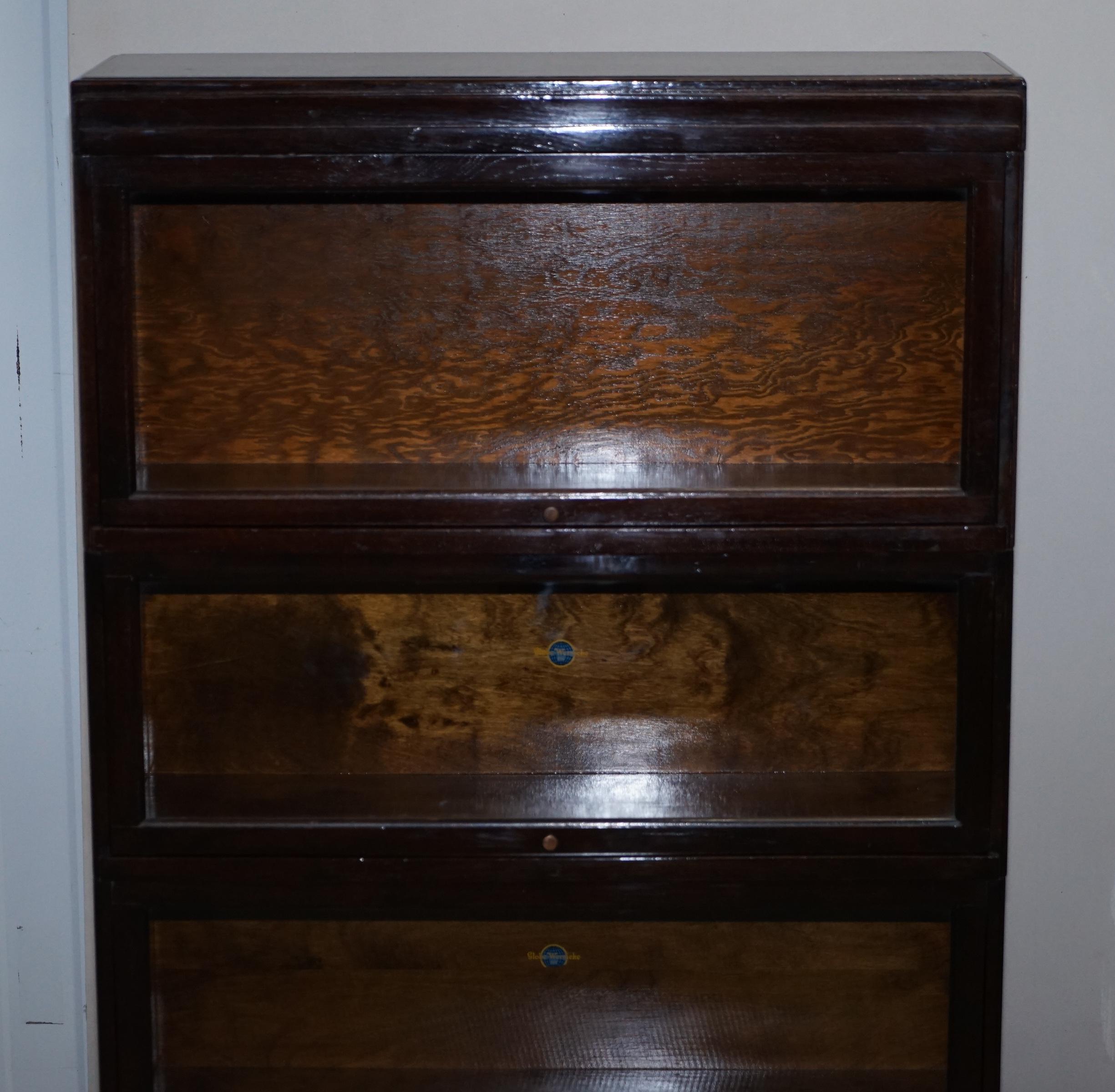 Glass Pair of circa 1900 Oak Modular Globe Wernicke Antique Stacking Legal Bookcases