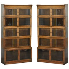 Pair of circa 1900 Oak Modular Minty Oxford Antique Stacking Legal Bookcases