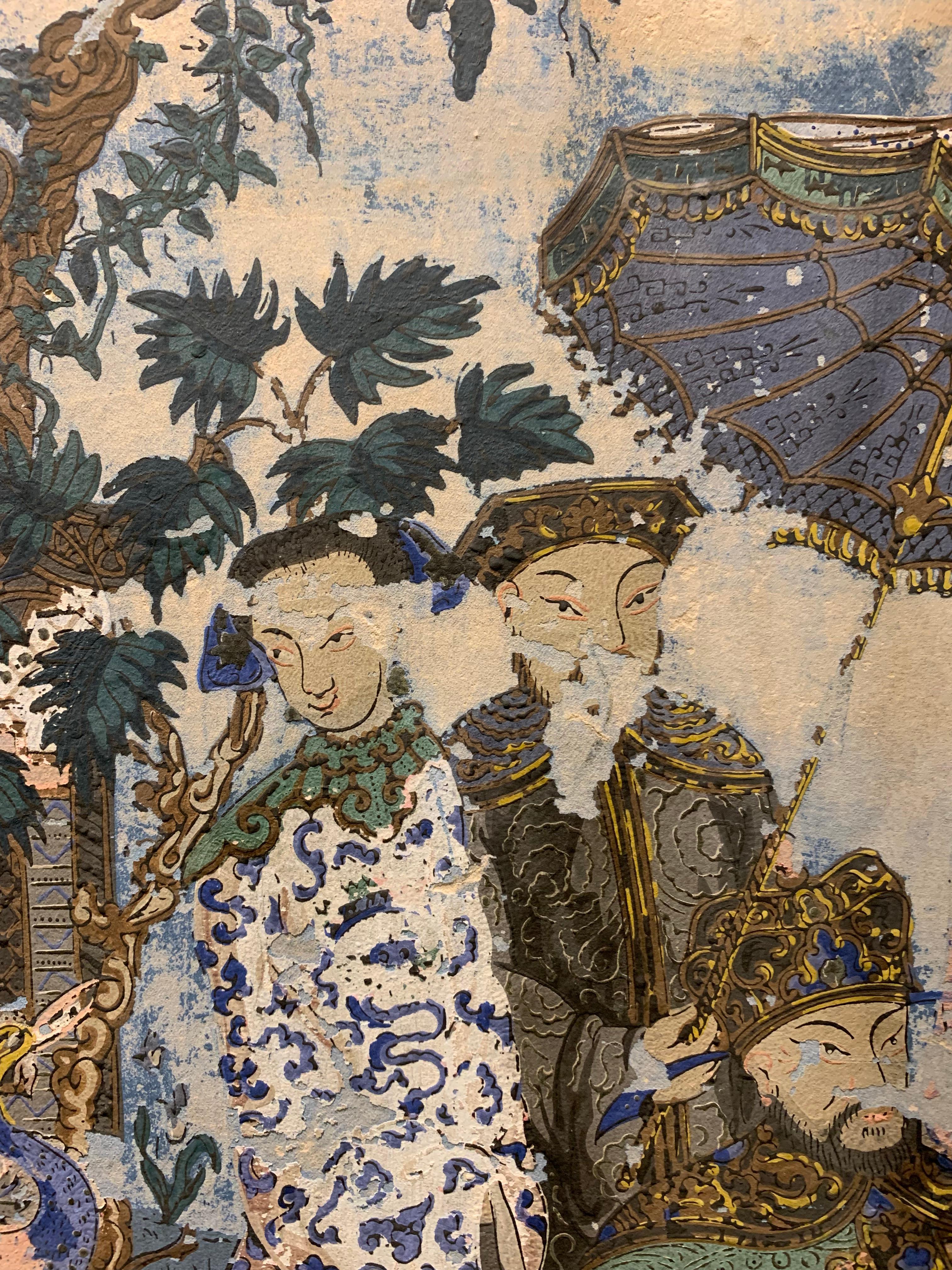Fin du XIXe siècle Paire de panneaux de papier peint à décor Chinoiserie français encadrés, circa 1900 en vente