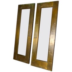 Pair of circa 1910 Brass Swing Doors with Push Plate