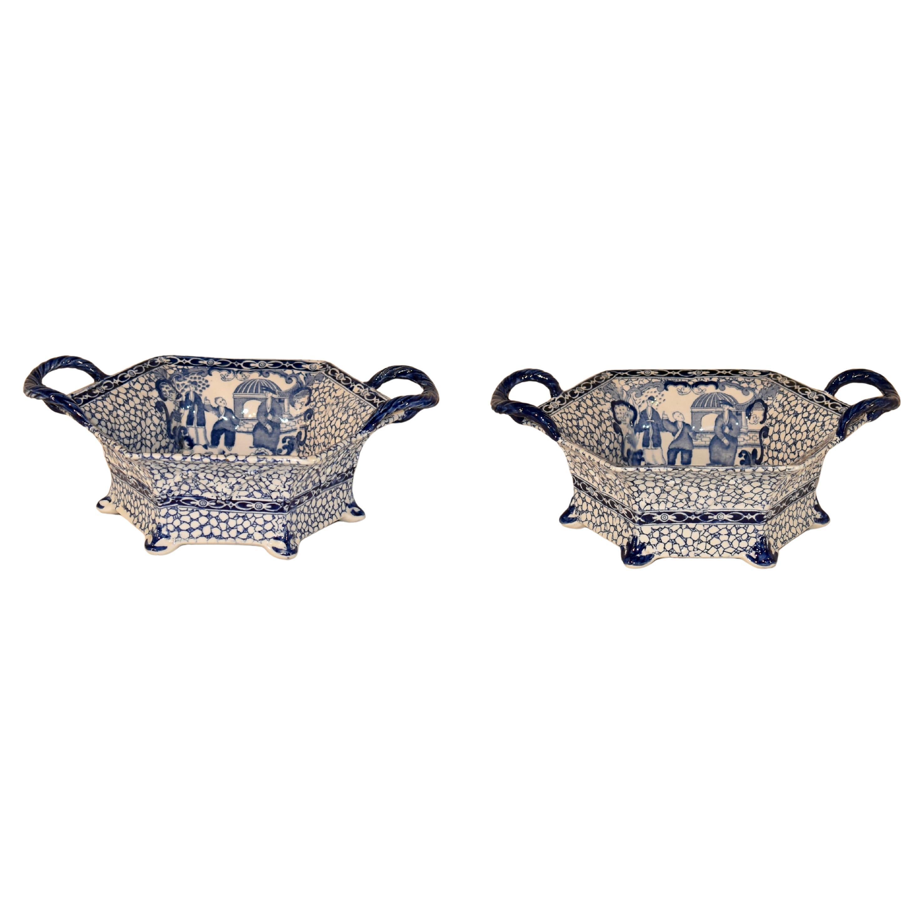 Pair of Circa 1913 "Chinese Bird". Handled Bowls