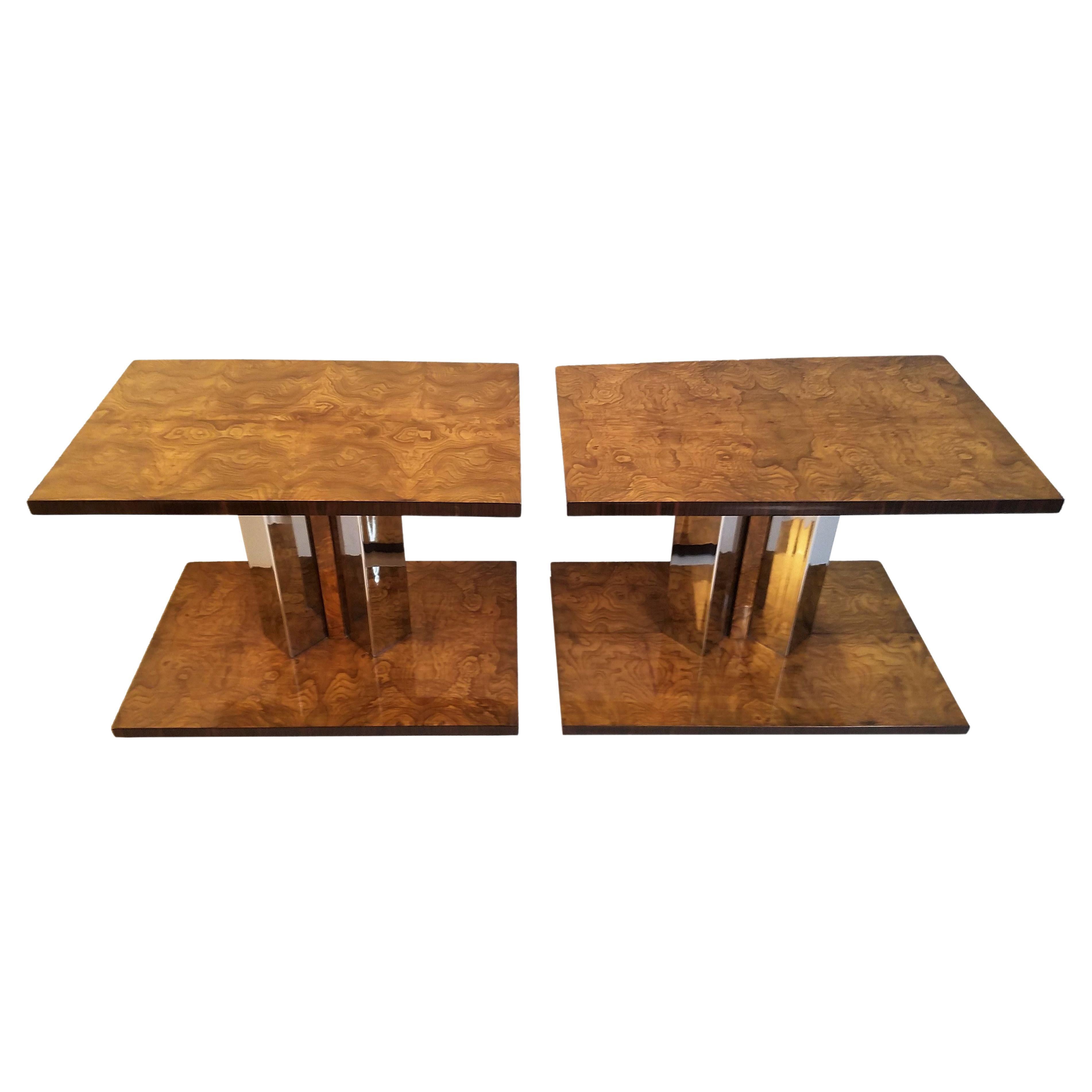 Paar Art Deco Burl Wood End Tables