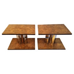 Paire de tables d'extrémité Art Déco en ronce de bois