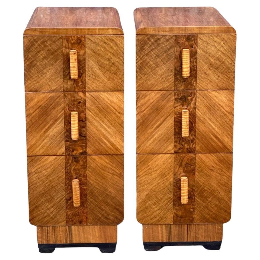 Pair of Circa 1935 gorgeous Art Deco rare shaped Bedside Cabinets
