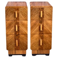 Pair of Circa 1935 gorgeous Art Deco rare shaped Bedside Cabinets