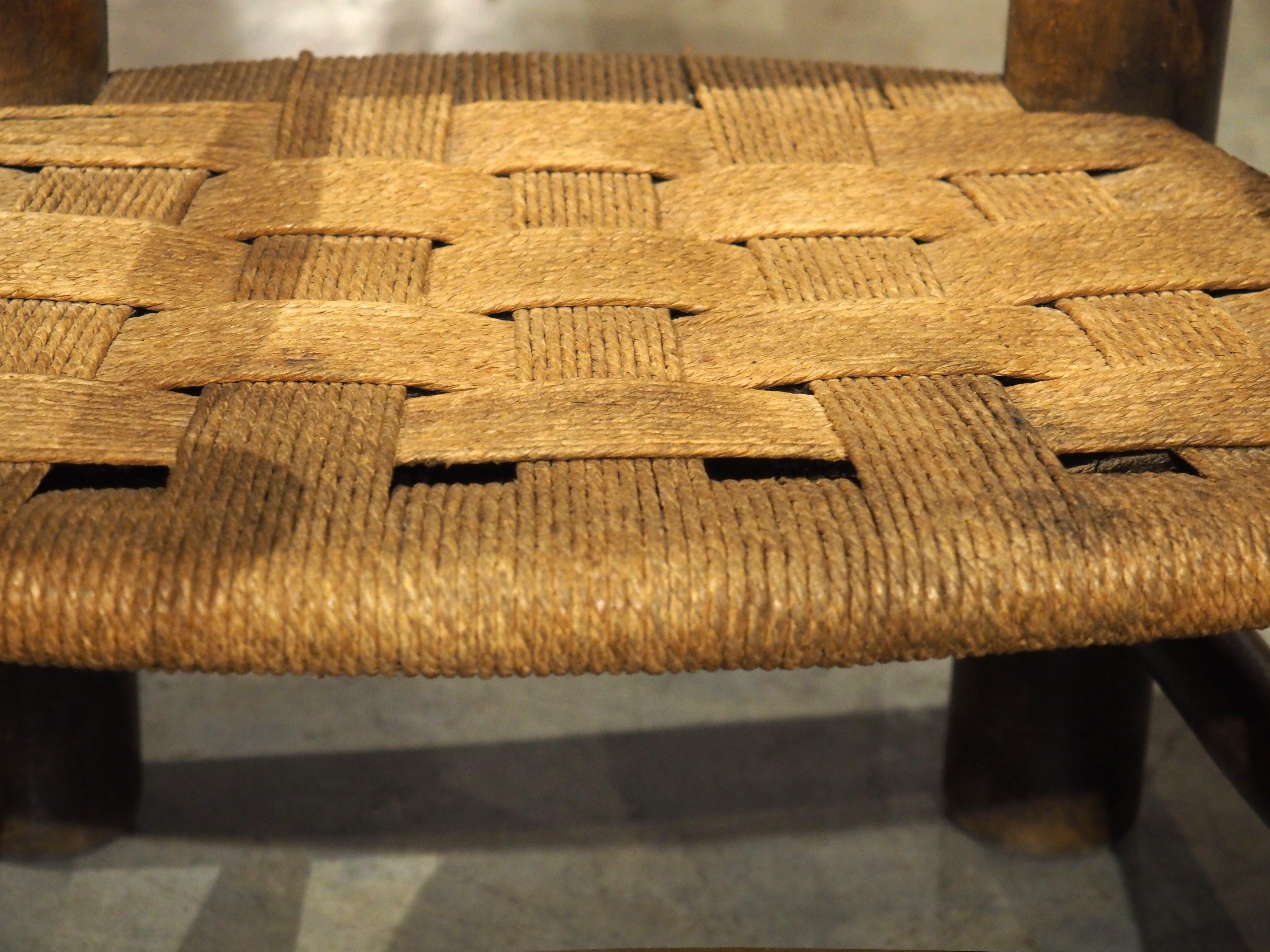 Français Pair of Circa 1940 Charles Dudouyt Style French Low Chairs in Carved Beech en vente