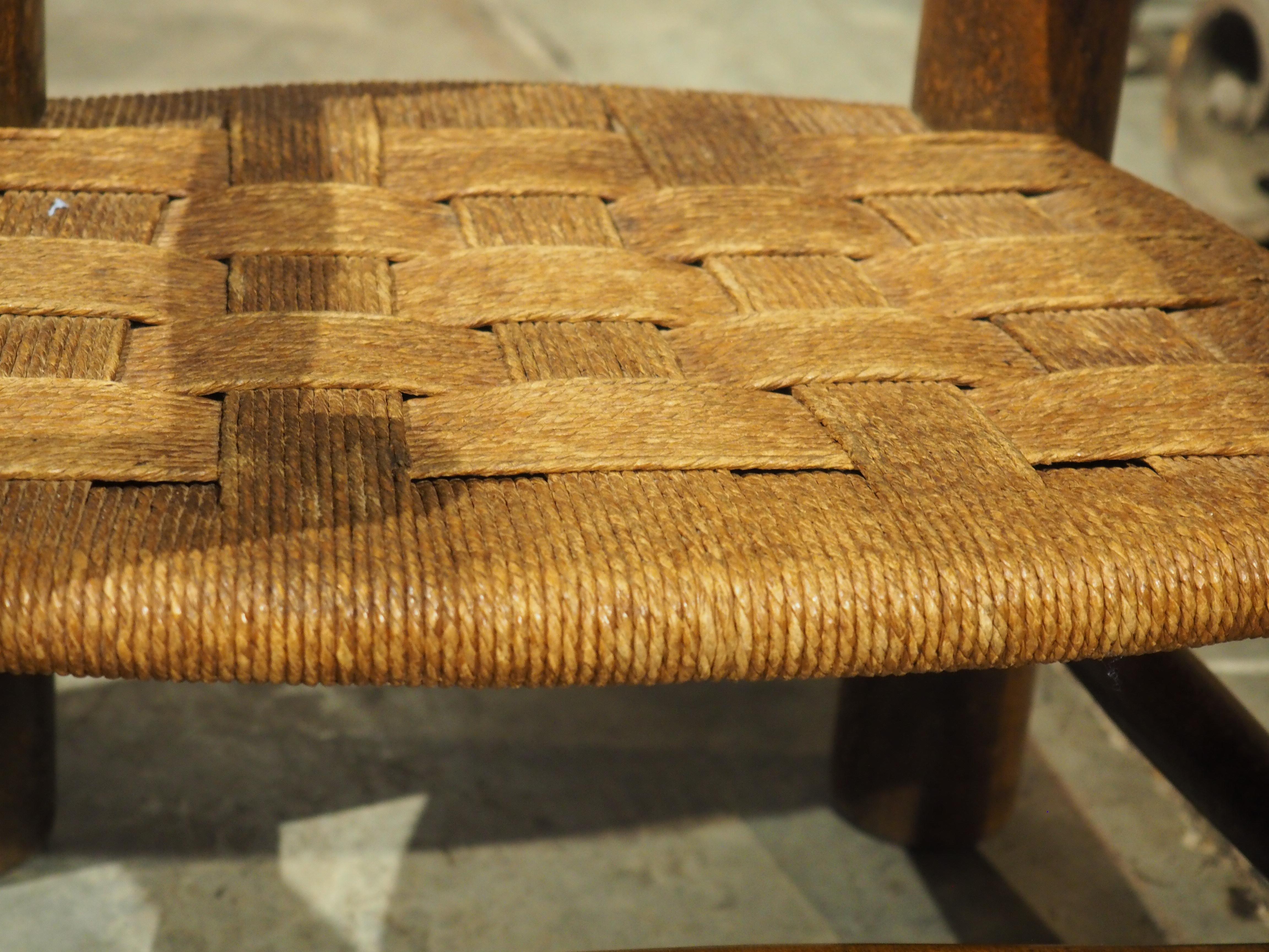 Sculpté à la main Pair of Circa 1940 Charles Dudouyt Style French Low Chairs in Carved Beech en vente