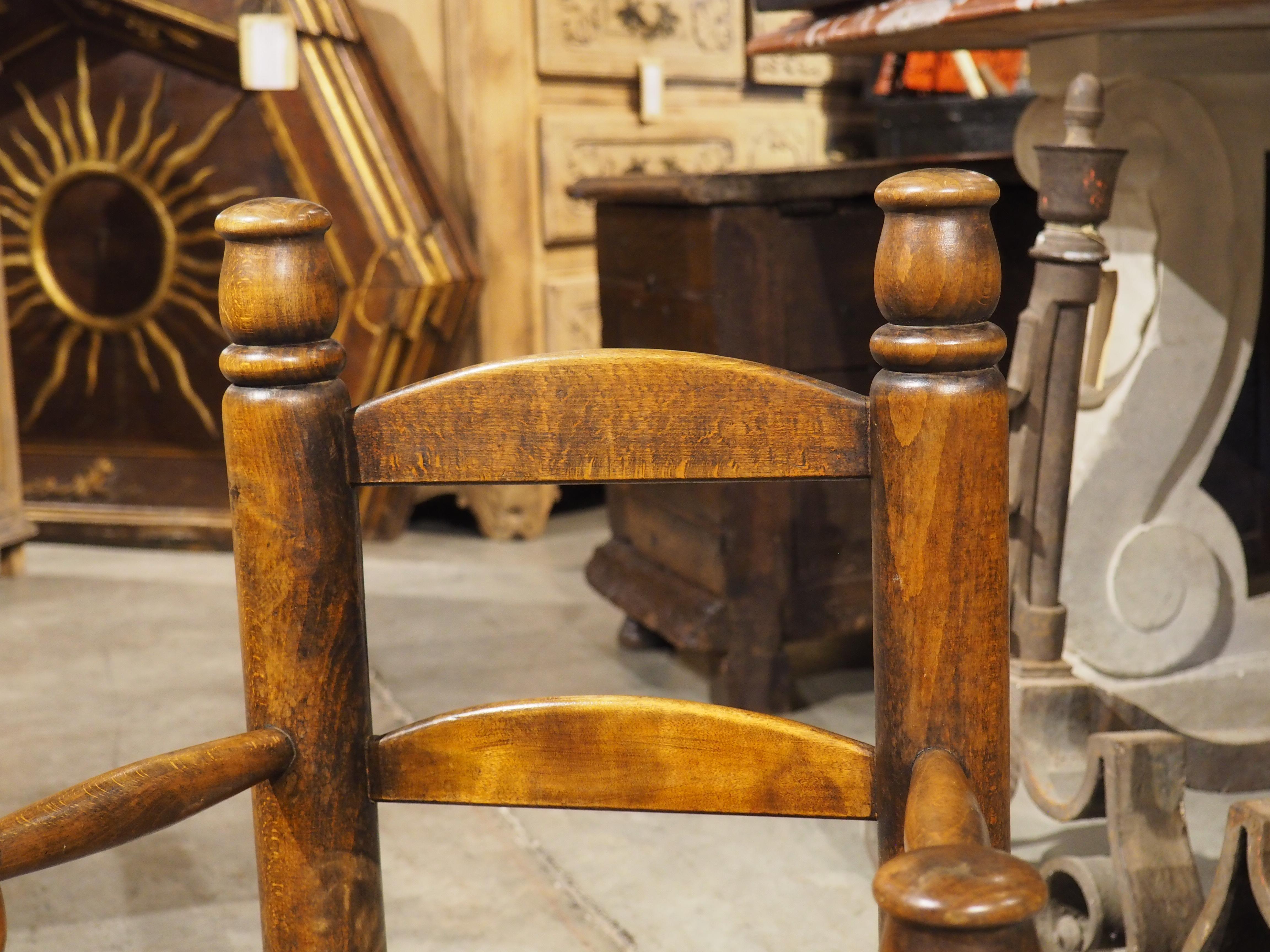 Bois Pair of Circa 1940 Charles Dudouyt Style French Low Chairs in Carved Beech en vente