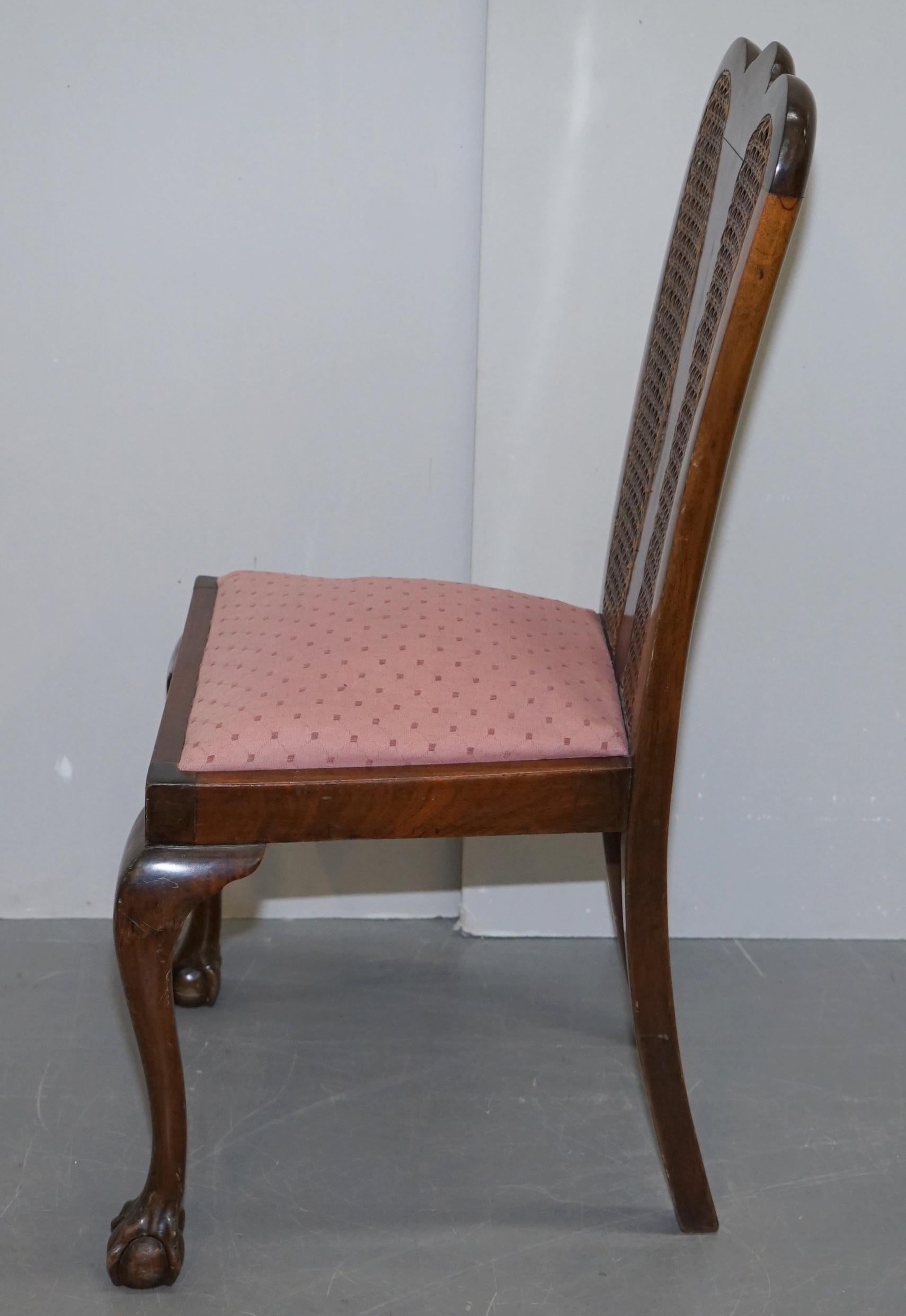 Pair of circa 1940s Bergere & Flamed Hardwood Claw & Ball Feet Occasional Chairs For Sale 2