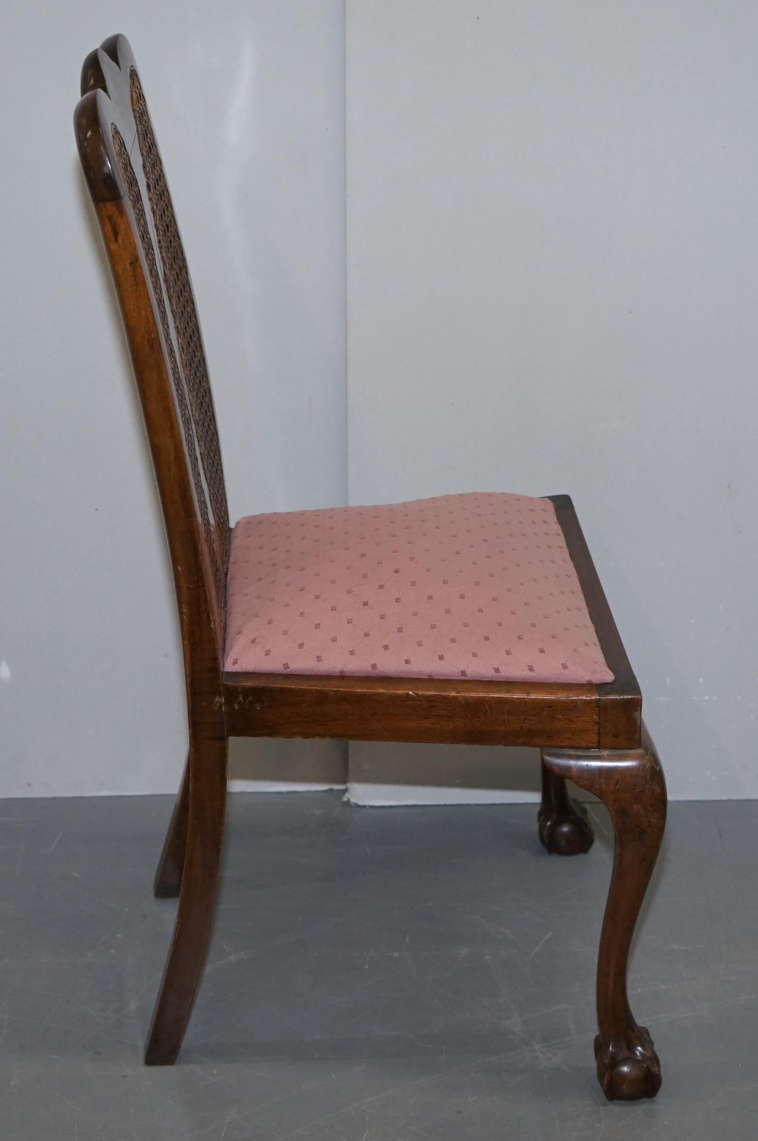 Pair of circa 1940s Bergere & Flamed Hardwood Claw & Ball Feet Occasional Chairs For Sale 4