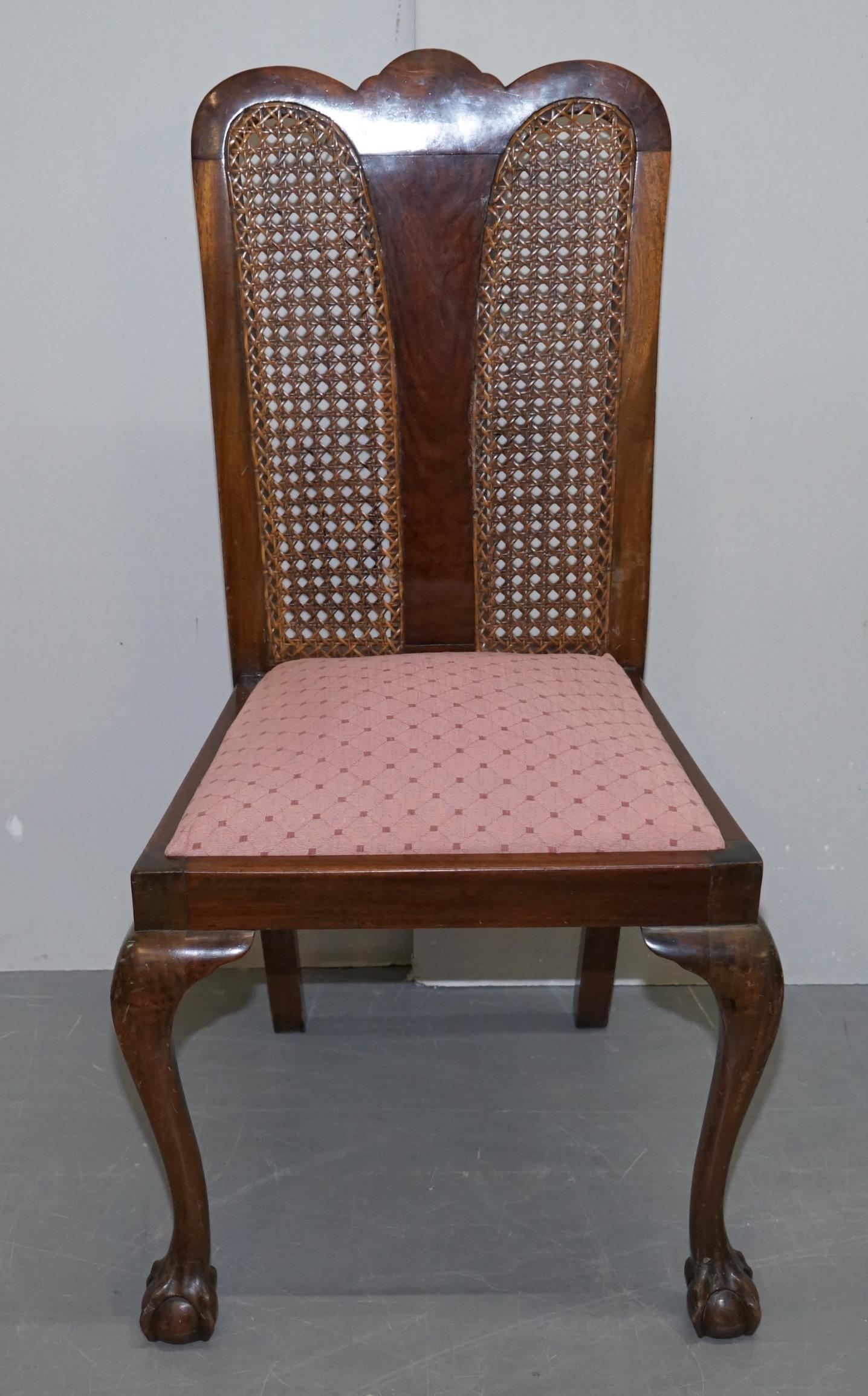 Pair of circa 1940s Bergere & Flamed Hardwood Claw & Ball Feet Occasional Chairs For Sale 7