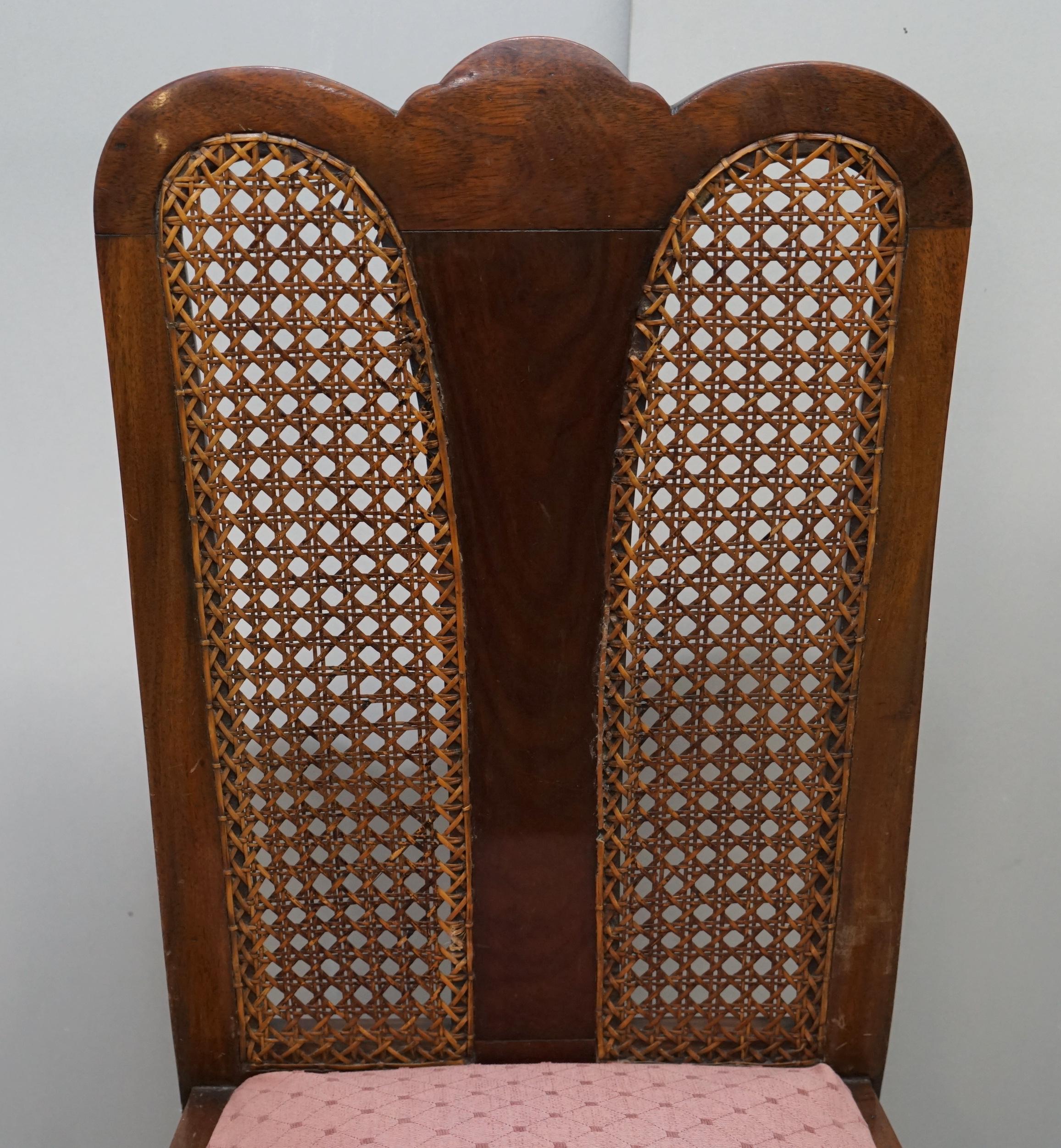 English Pair of circa 1940s Bergere & Flamed Hardwood Claw & Ball Feet Occasional Chairs For Sale