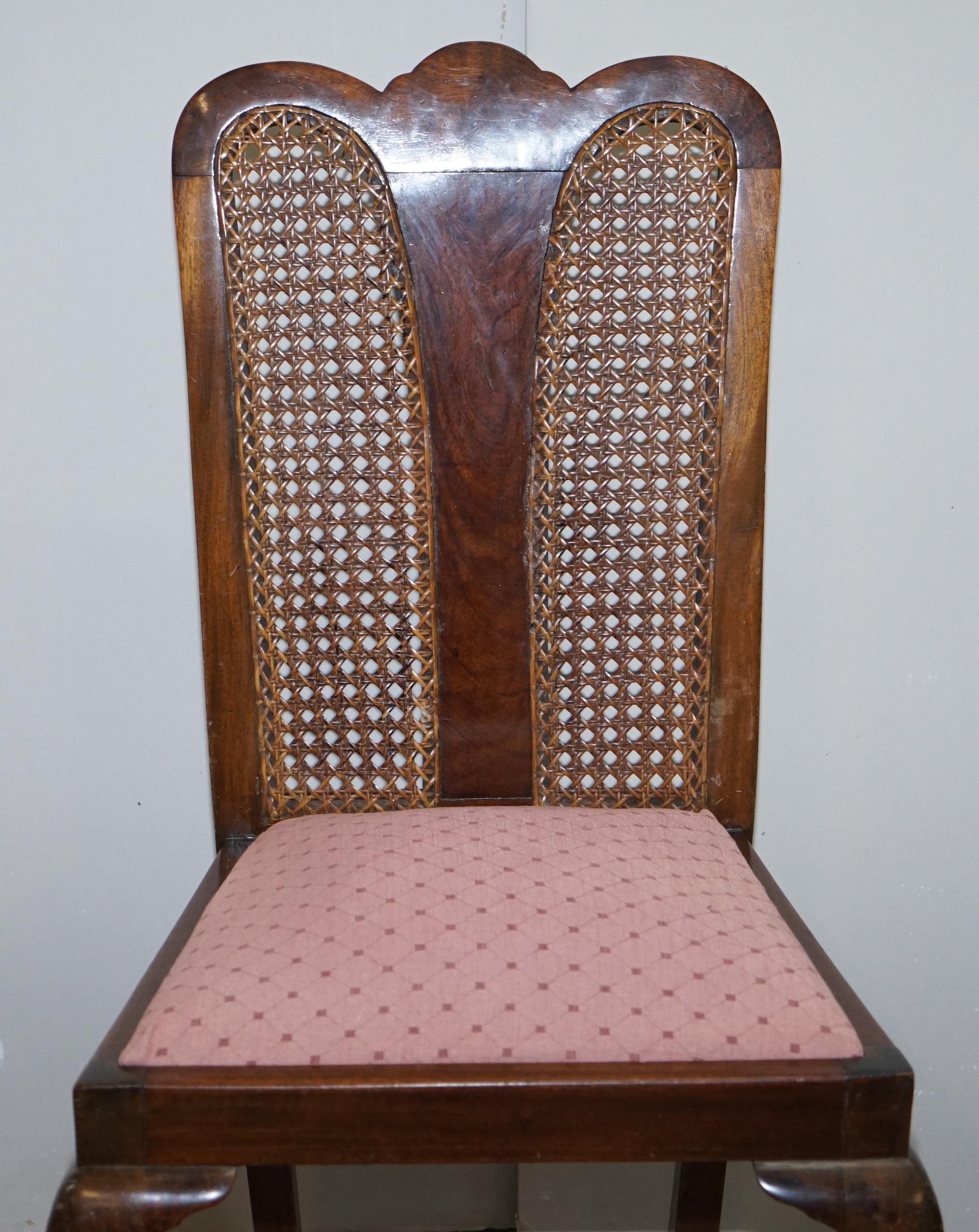 Mid-20th Century Pair of circa 1940s Bergere & Flamed Hardwood Claw & Ball Feet Occasional Chairs For Sale