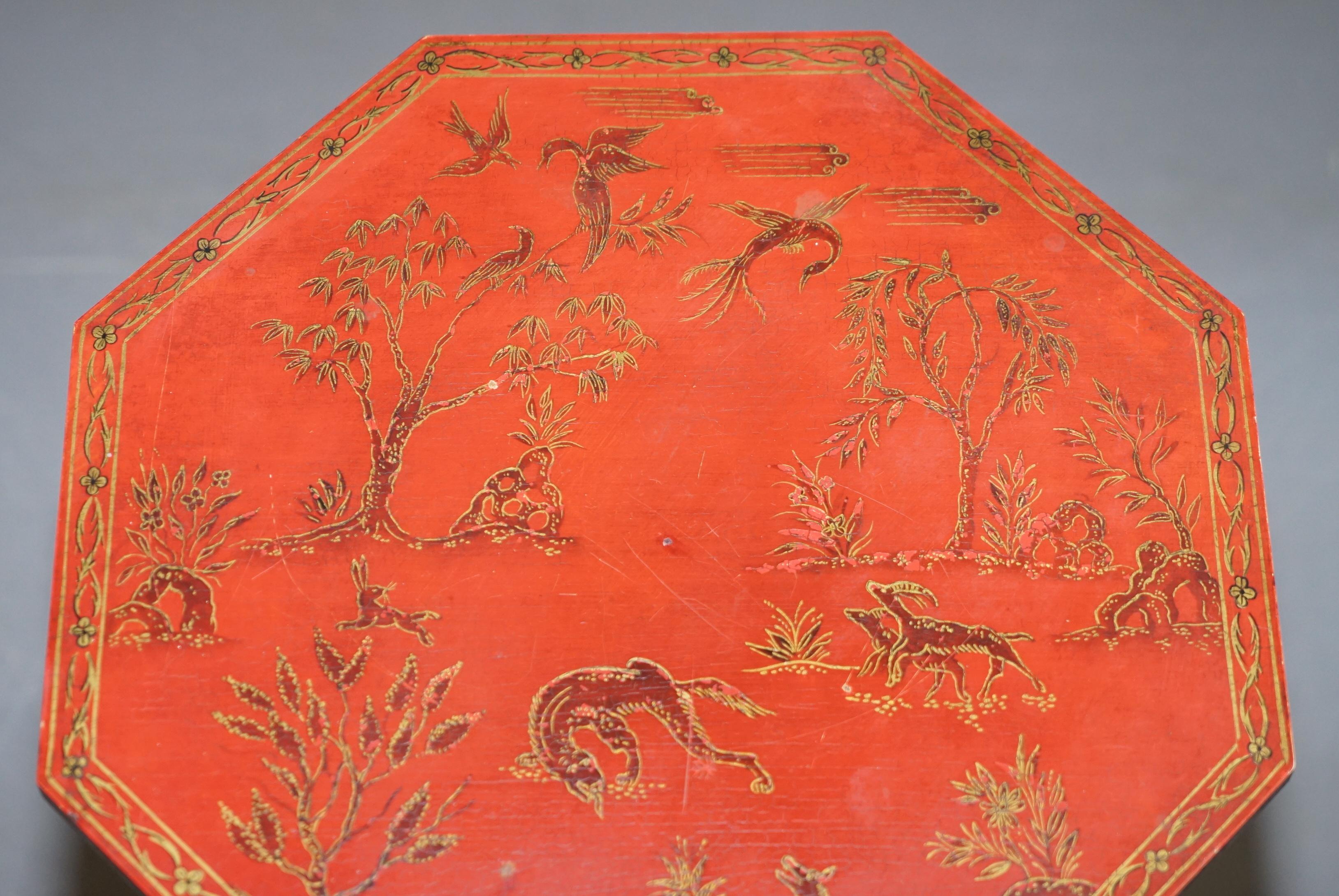 Hand-Crafted Pair of circa 1940s Red Lacquered Chinese Chinoiserie Side Lamp End Wine Tables