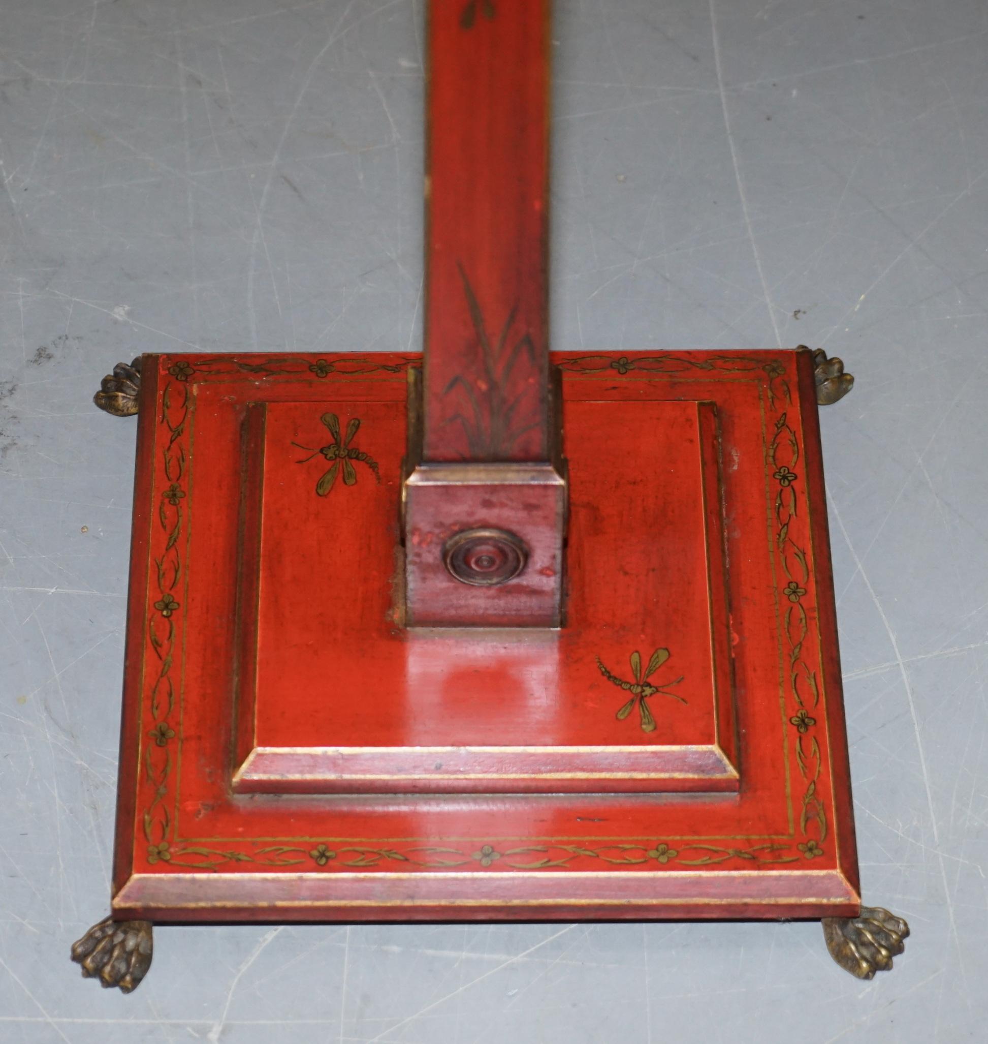 Wood Pair of circa 1940s Red Lacquered Chinese Chinoiserie Side Lamp End Wine Tables