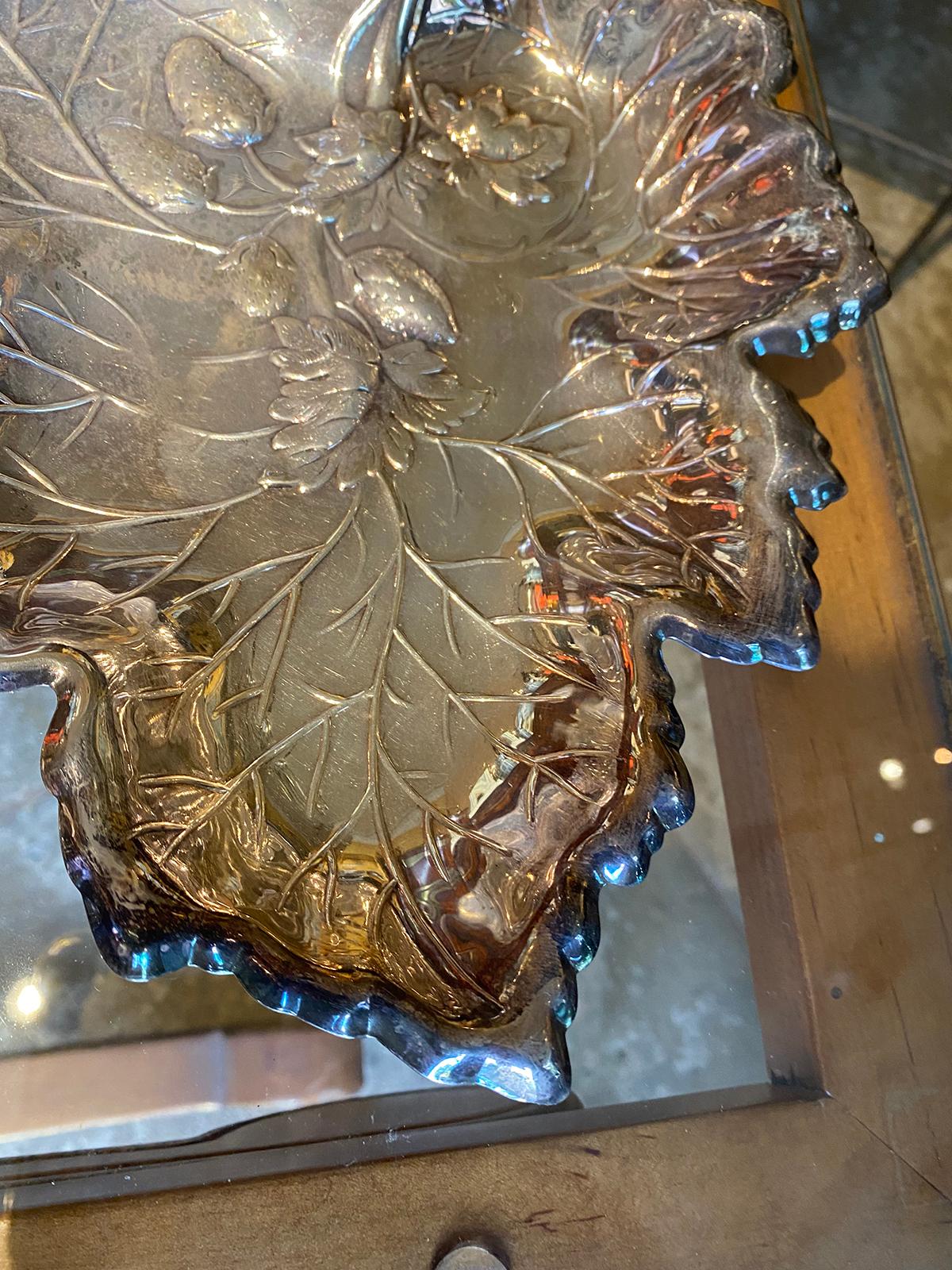 Pair of Circa 1940s Strawberry Plates, Marked Sterling For Sale 5