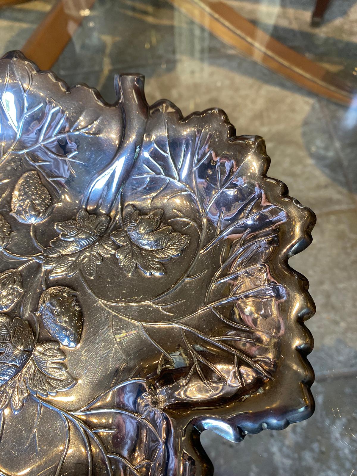 Pair of Circa 1940s Strawberry Plates, Marked Sterling For Sale 6