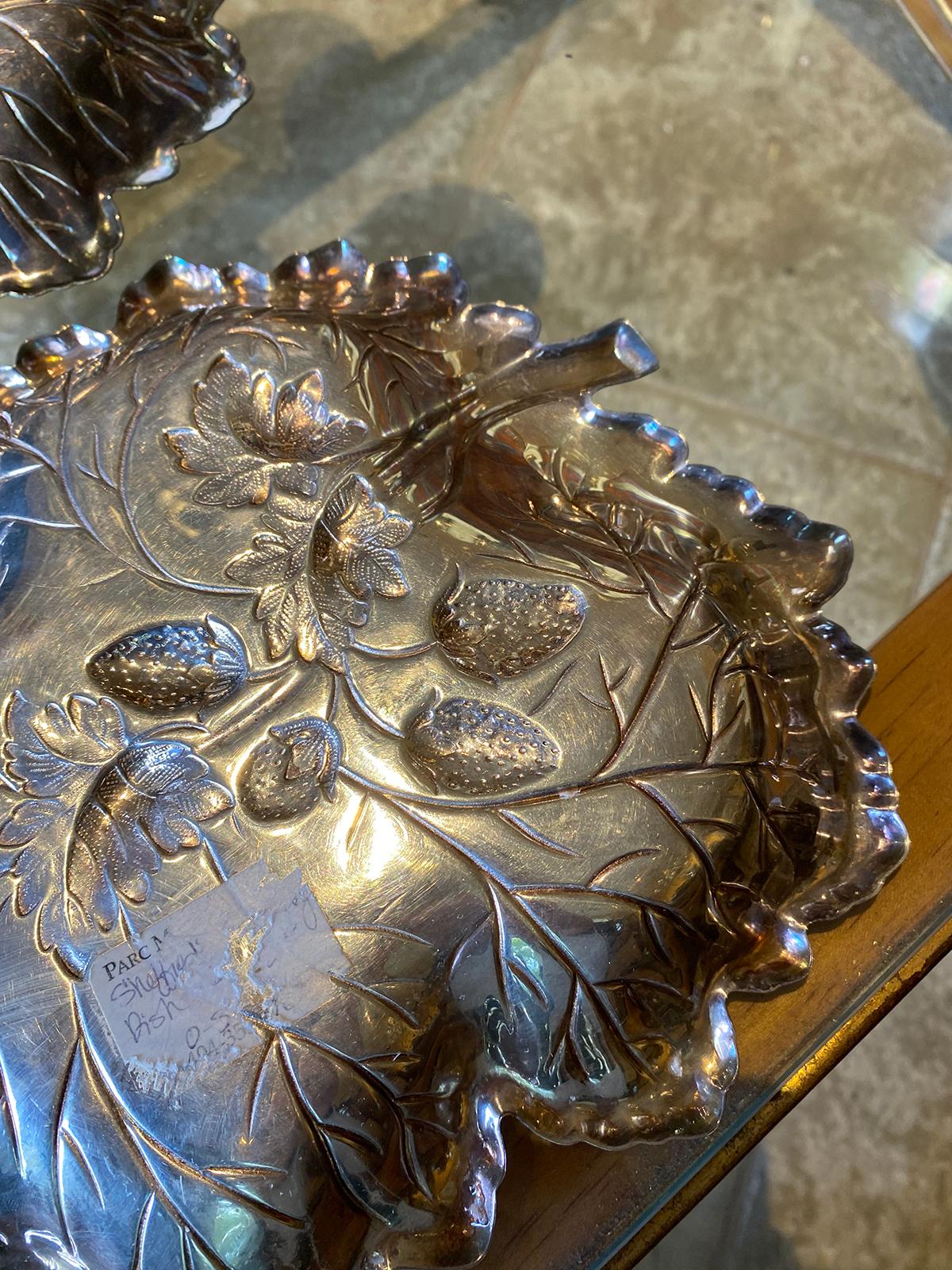 Pair of Circa 1940s Strawberry Plates, Marked Sterling For Sale 8