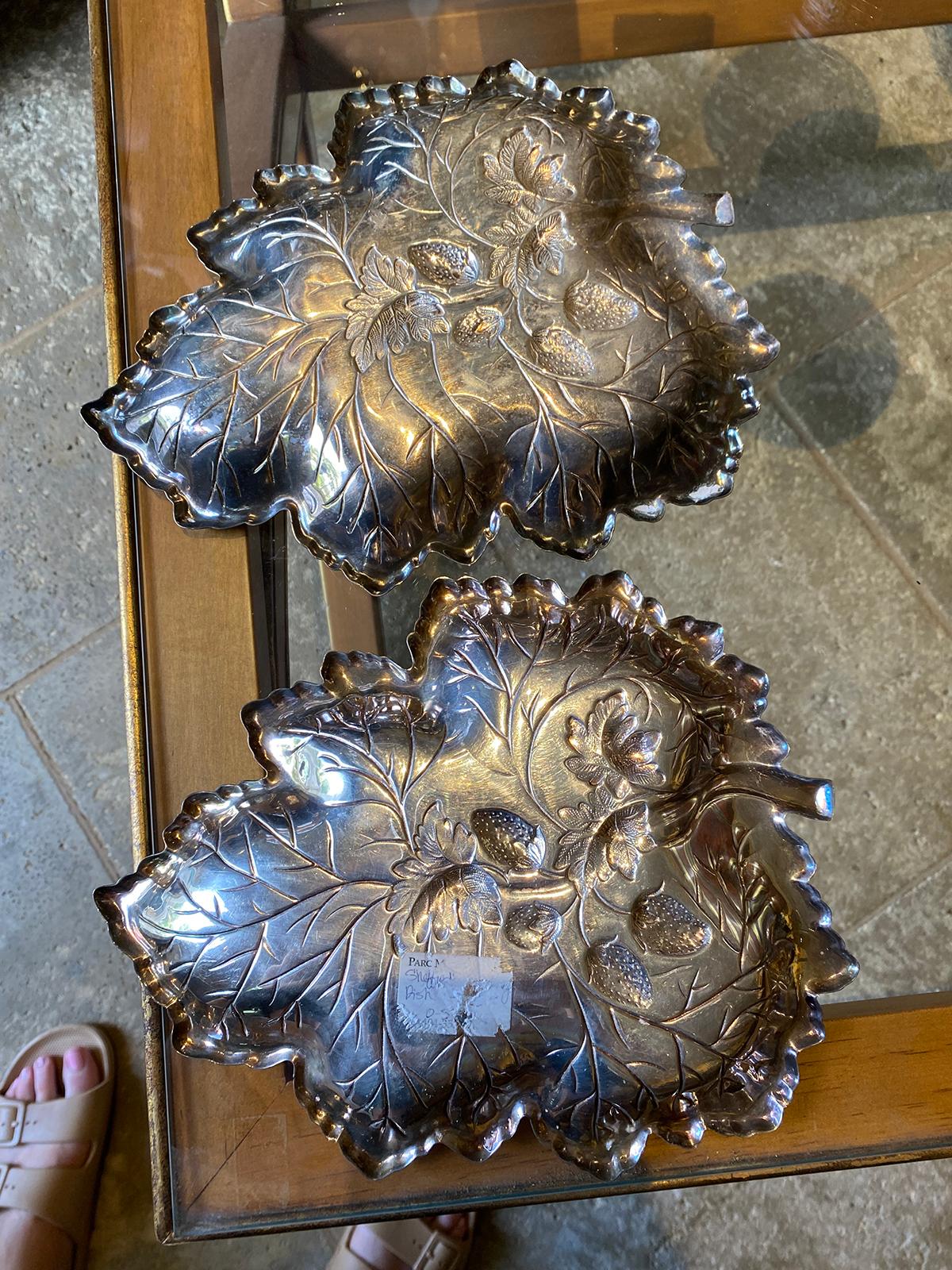 Pair of Circa 1940s Strawberry Plates, Marked Sterling For Sale 9