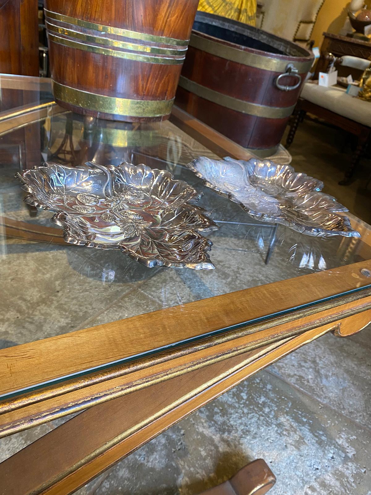Mid-20th Century Pair of Circa 1940s Strawberry Plates, Marked Sterling For Sale