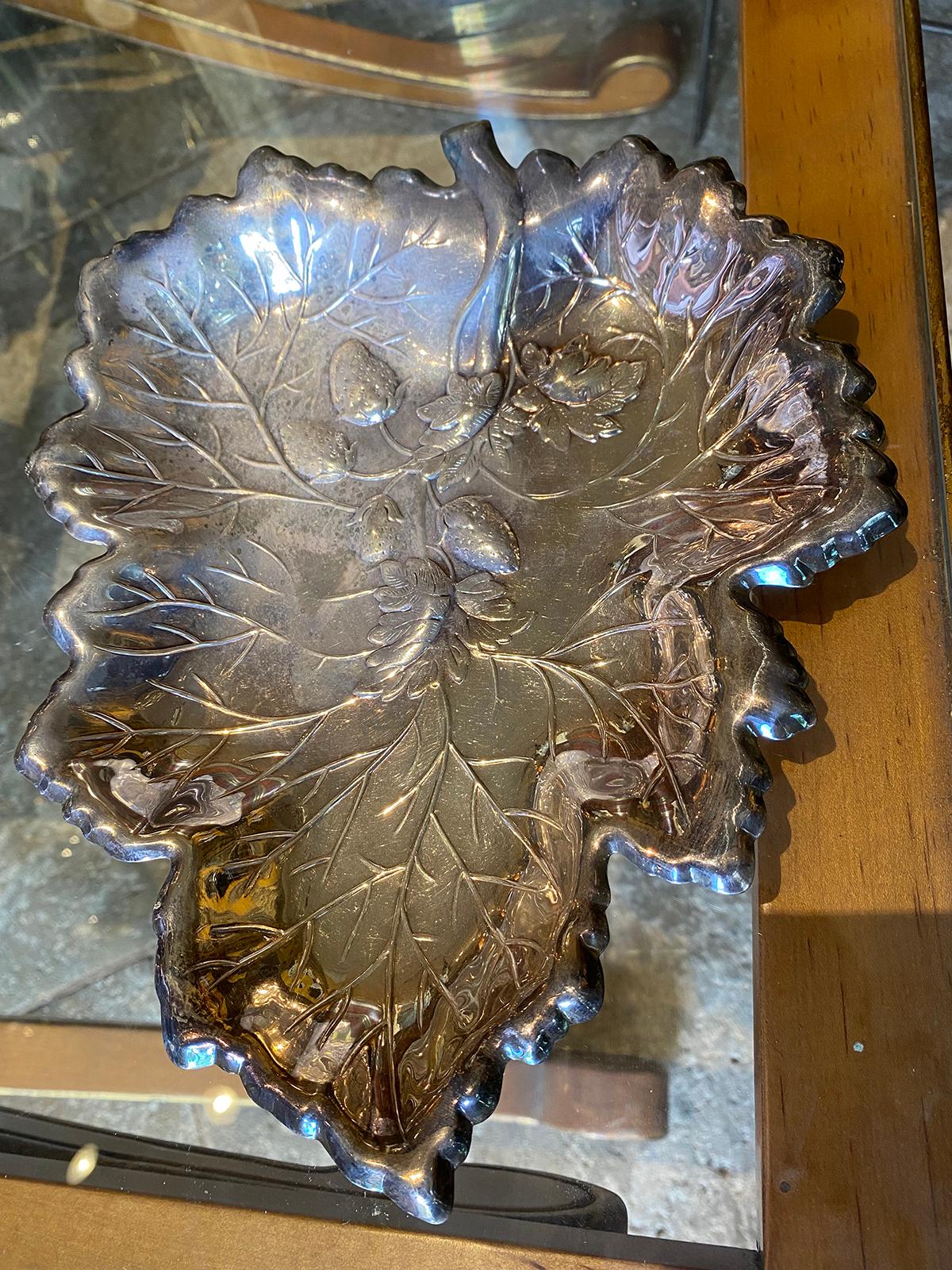 Pair of Circa 1940s Strawberry Plates, Marked Sterling For Sale 1