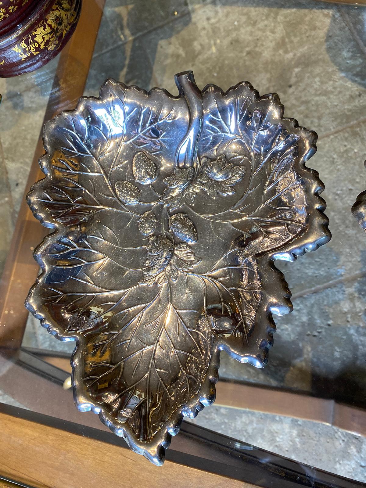 Pair of Circa 1940s Strawberry Plates, Marked Sterling For Sale 2