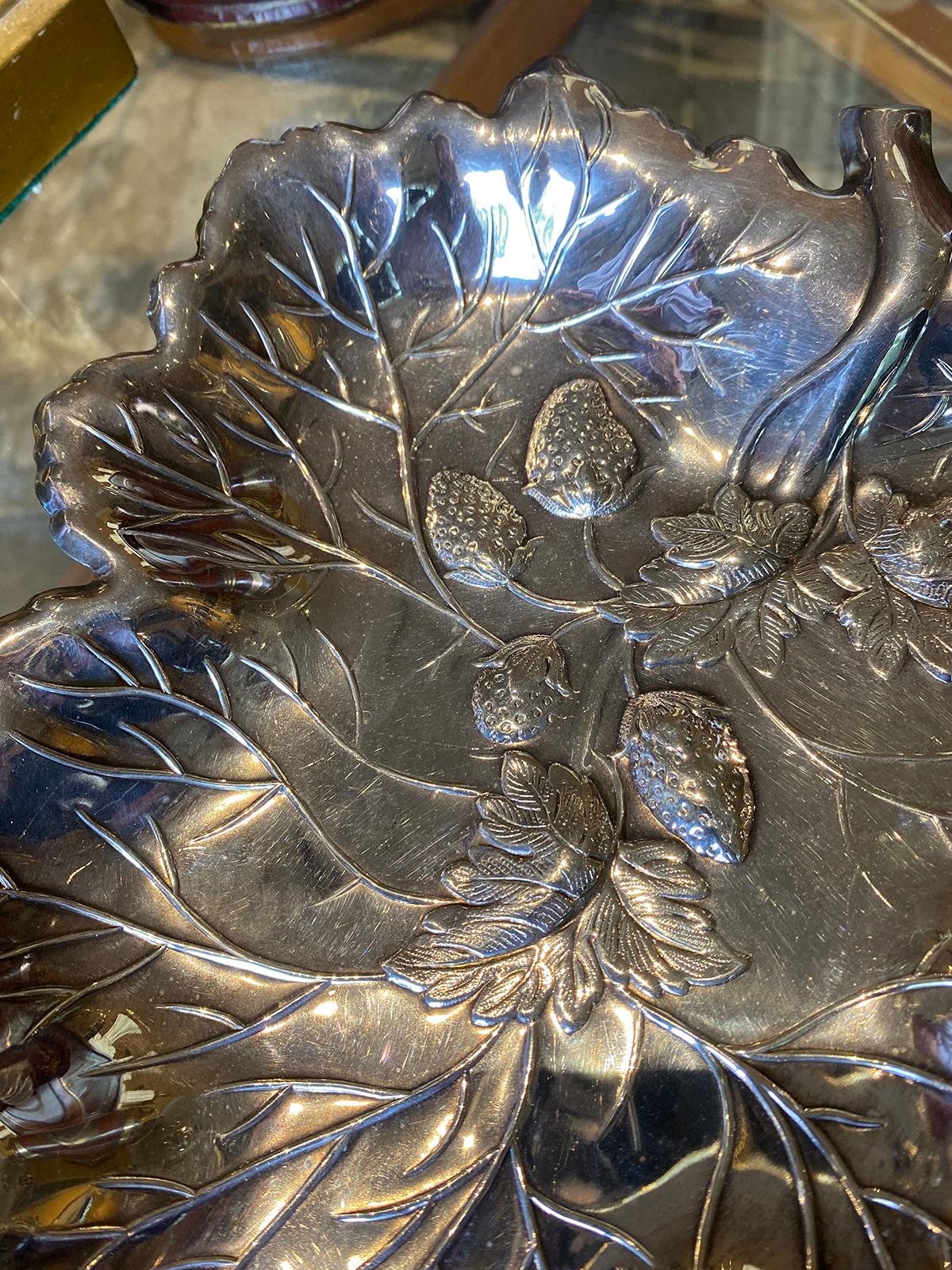 Pair of Circa 1940s Strawberry Plates, Marked Sterling For Sale 3