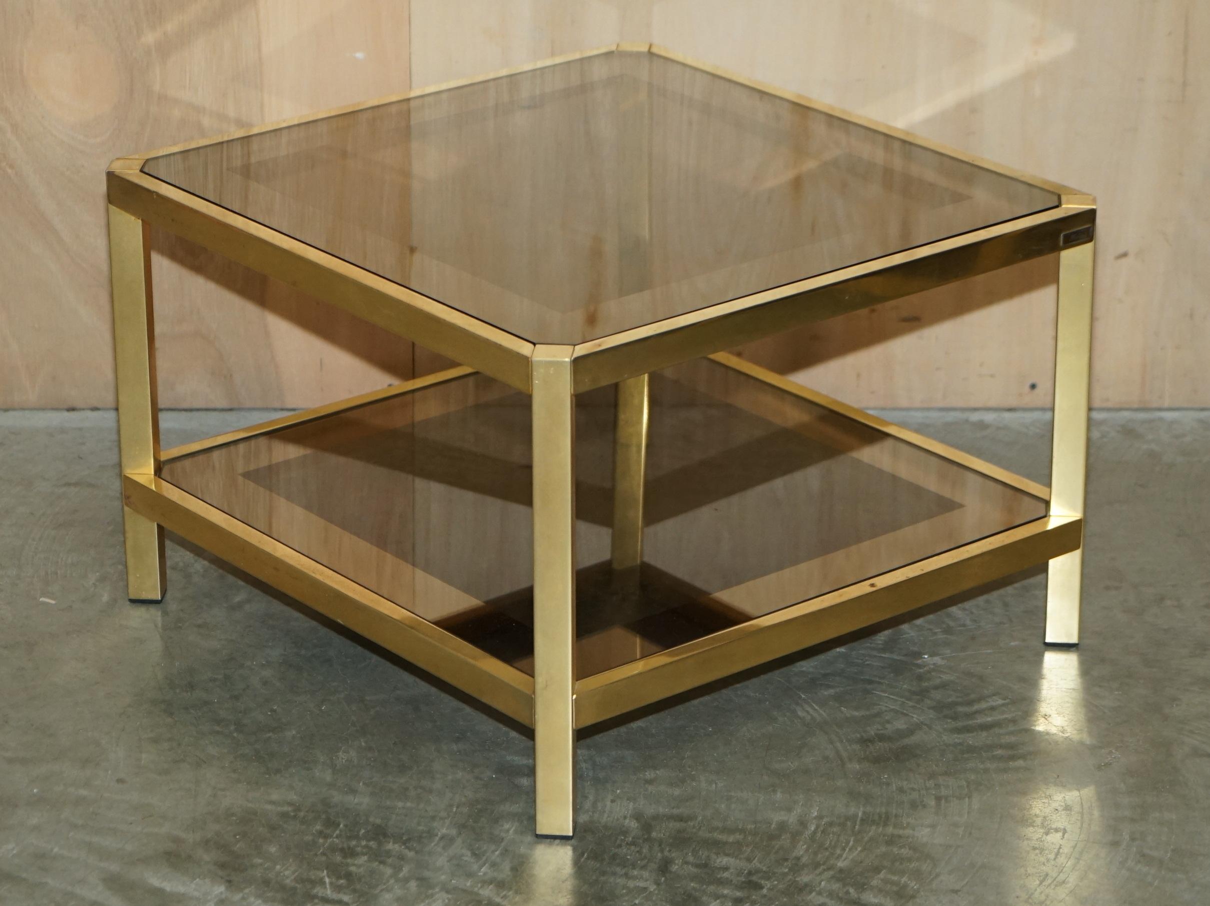 Mid-Century Modern Pair of circa 1960 Fedam Mid Century Modern Brass & Glass Side Tables Part Suite For Sale