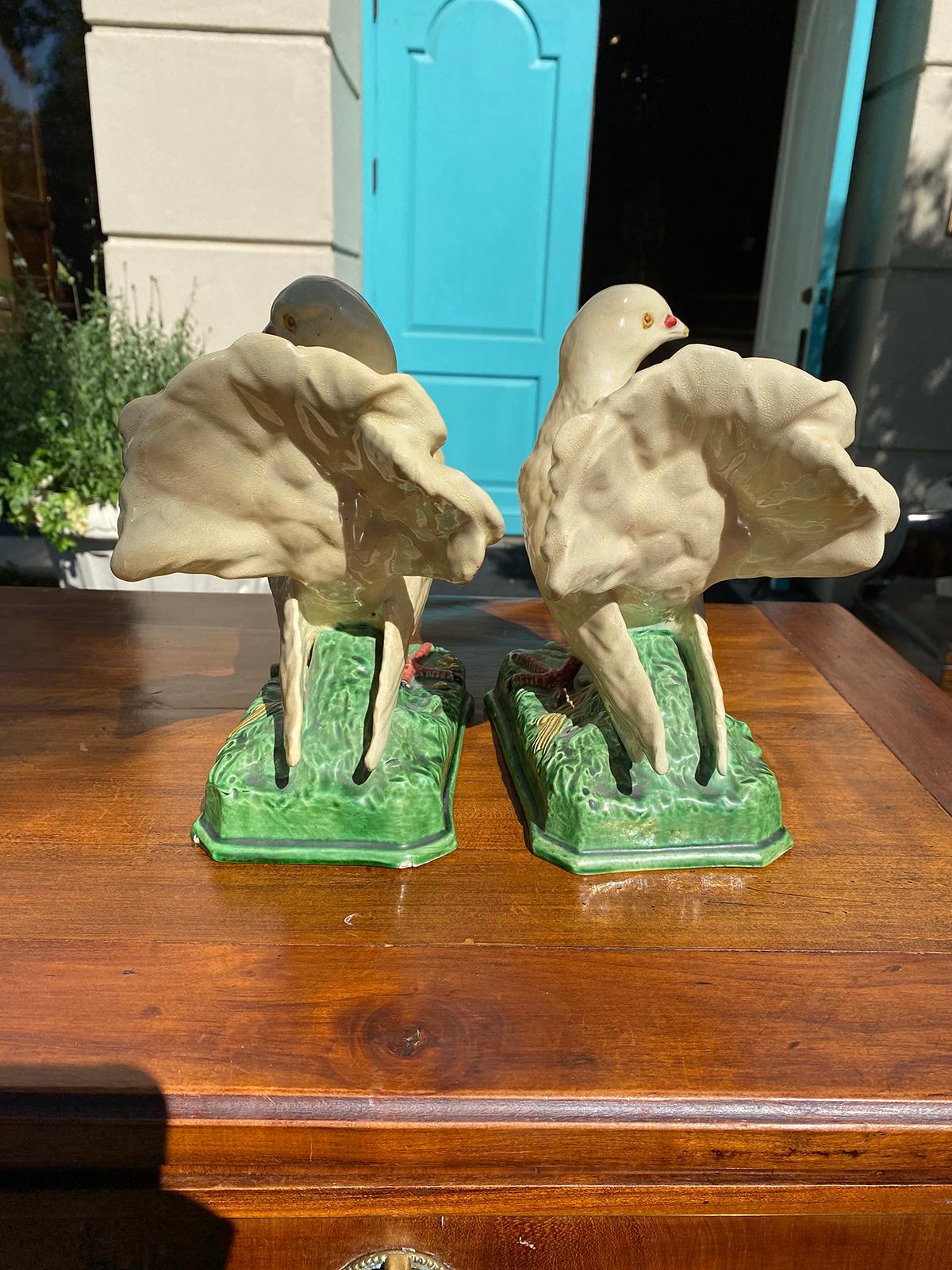 Pair of Circa 1960 Portuguese Faience Doves, Marked 'Made in Portugal' 6