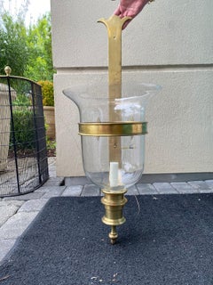 Pair of Circa 1970s-1980s Chapman Brass Sconces with Hurricane Globes, Labeled