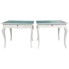 Pair of circa 1970s Italian Painted Side Tables with Drawer, Custom Finish