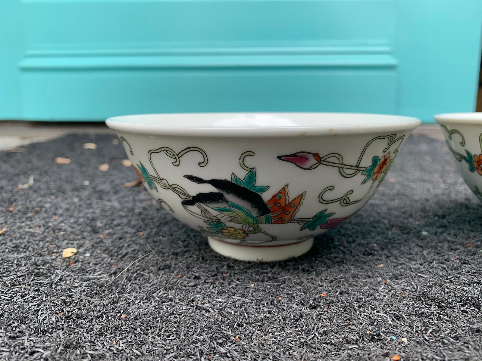 Pair of circa 1975 Chinese Porcelain Bowls with Zhongguo Zhi Zao Mark 2