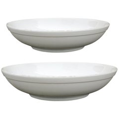 Pair of circa 1975 Italian Faience White Glazed Serving Bowls, Marked