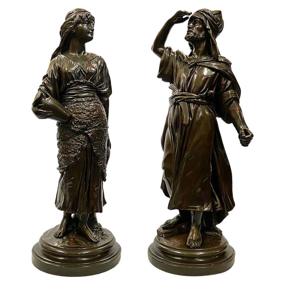 Pair of circa 19th Century Classical Bronzed Arab Statues For Sale