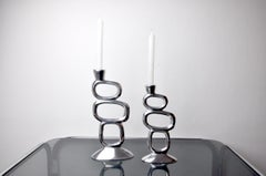 Pair of Circle Candlesticks by Matthew Hilton, England, 1980