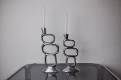 Pair of circle candlesticks by Matthew Hilton, England, 1980