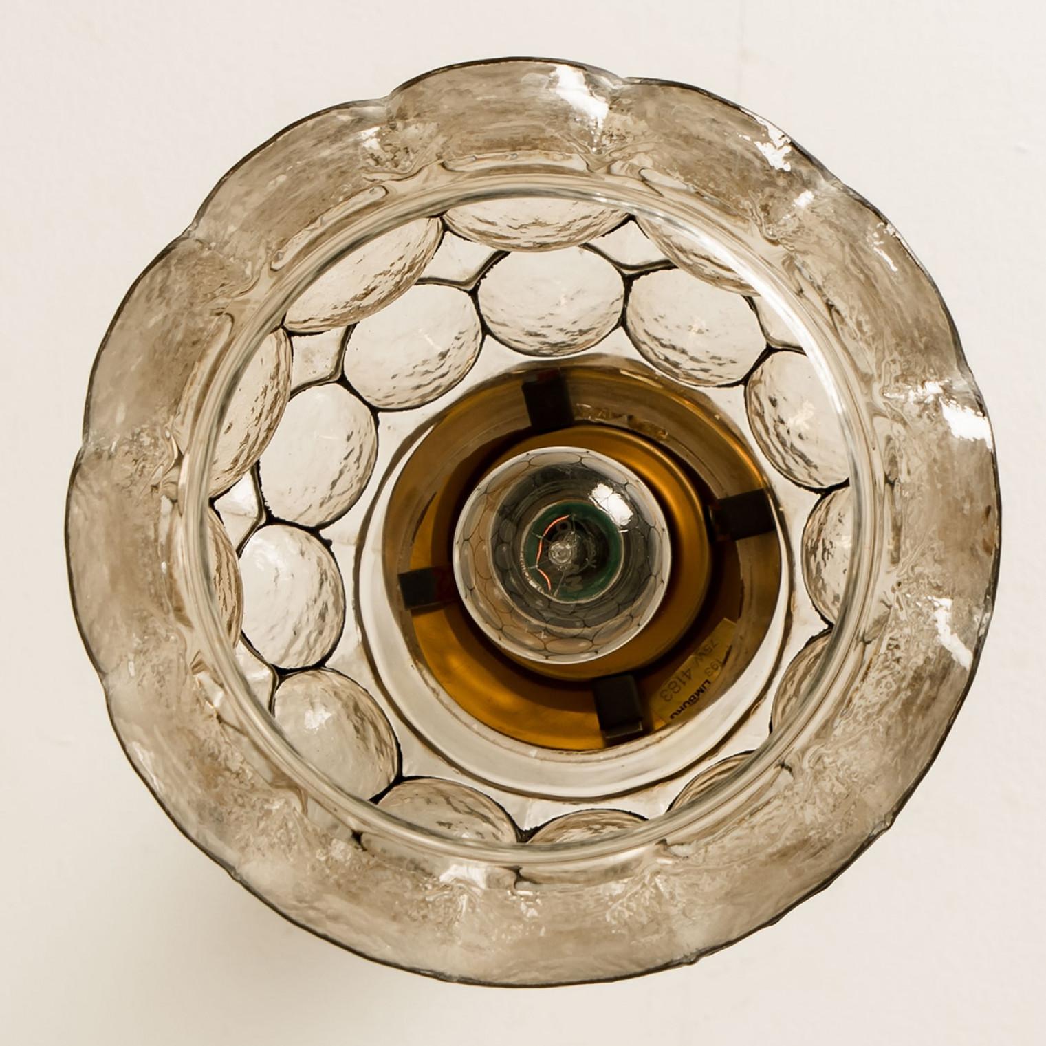 Pareja de candelabros circulares de hierro y cristal burbuja, Limburgo, años 70 en Bueno estado para la venta en Rijssen, NL