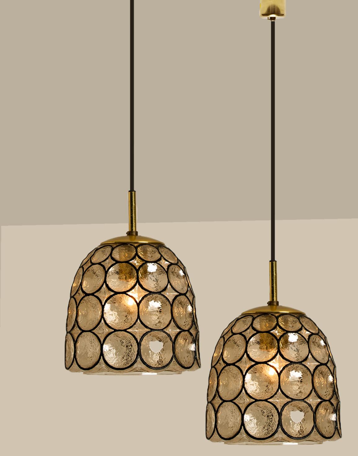 Late 20th Century Pair of Circle Iron and Bubble Glass Chandelier, Limburg, 1970s