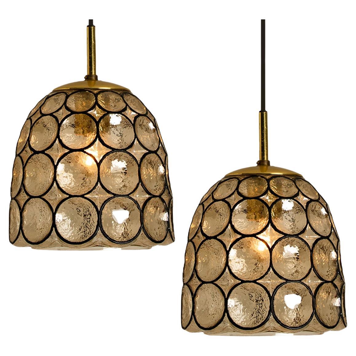 Pair of Circle Iron and Bubble Glass Chandelier, Limburg, 1970s