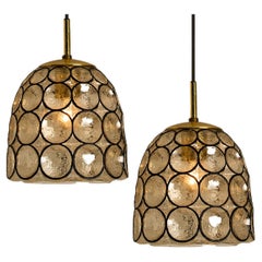 Used Pair of Circle Iron and Bubble Glass Chandelier, Limburg, 1970s