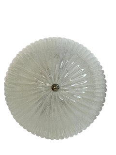 Pair of Circle Shape Murano Glass Flush Mount Star Pattern, Italy