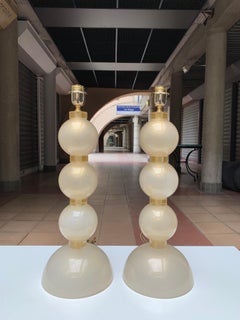 Pair of Circles Murano Glass Lamps, 1980