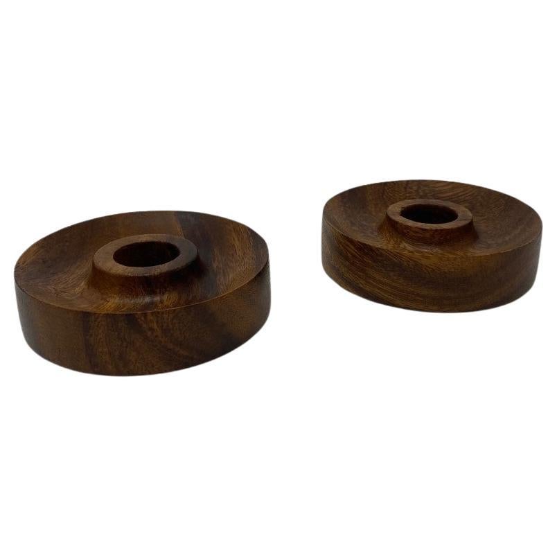 Pair of Circular Candleholders in the style of Dansk  For Sale