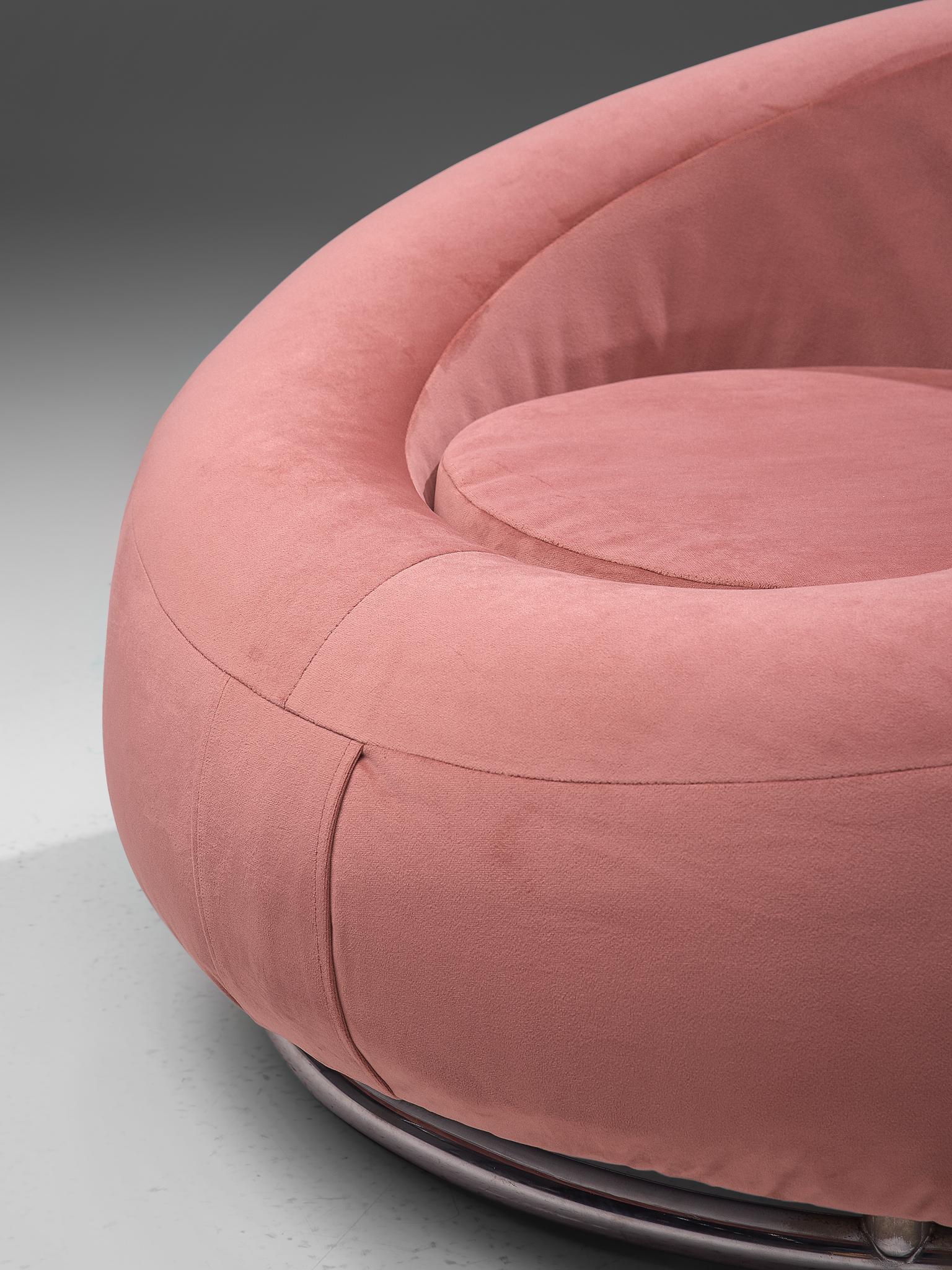 Pair of Circular Club Chairs in Pink Velvet 1