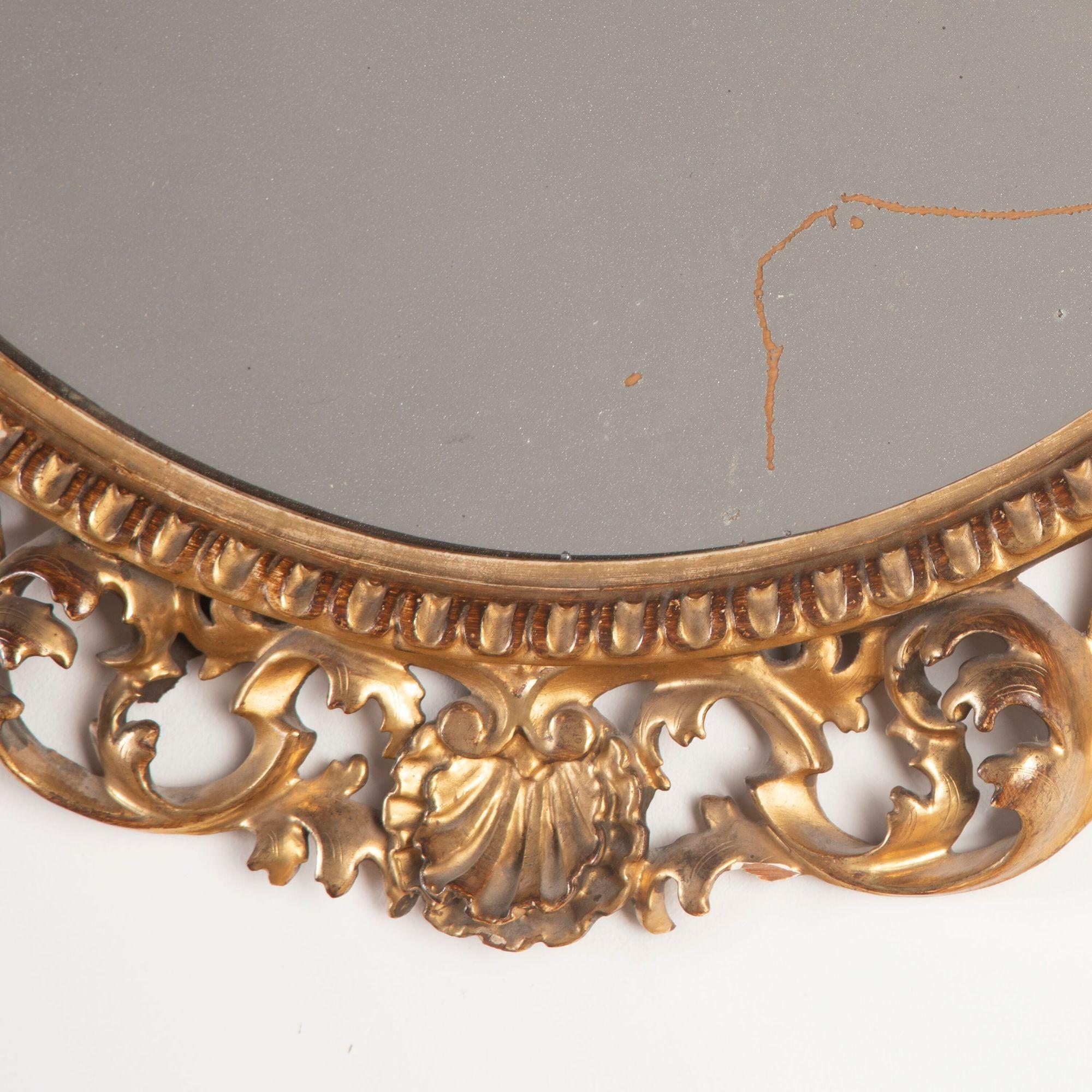 19th Century Pair of Circular Florentine Mirrors by Maples Co. For Sale