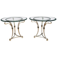 Pair of Circular Italian Leaf Side Tables