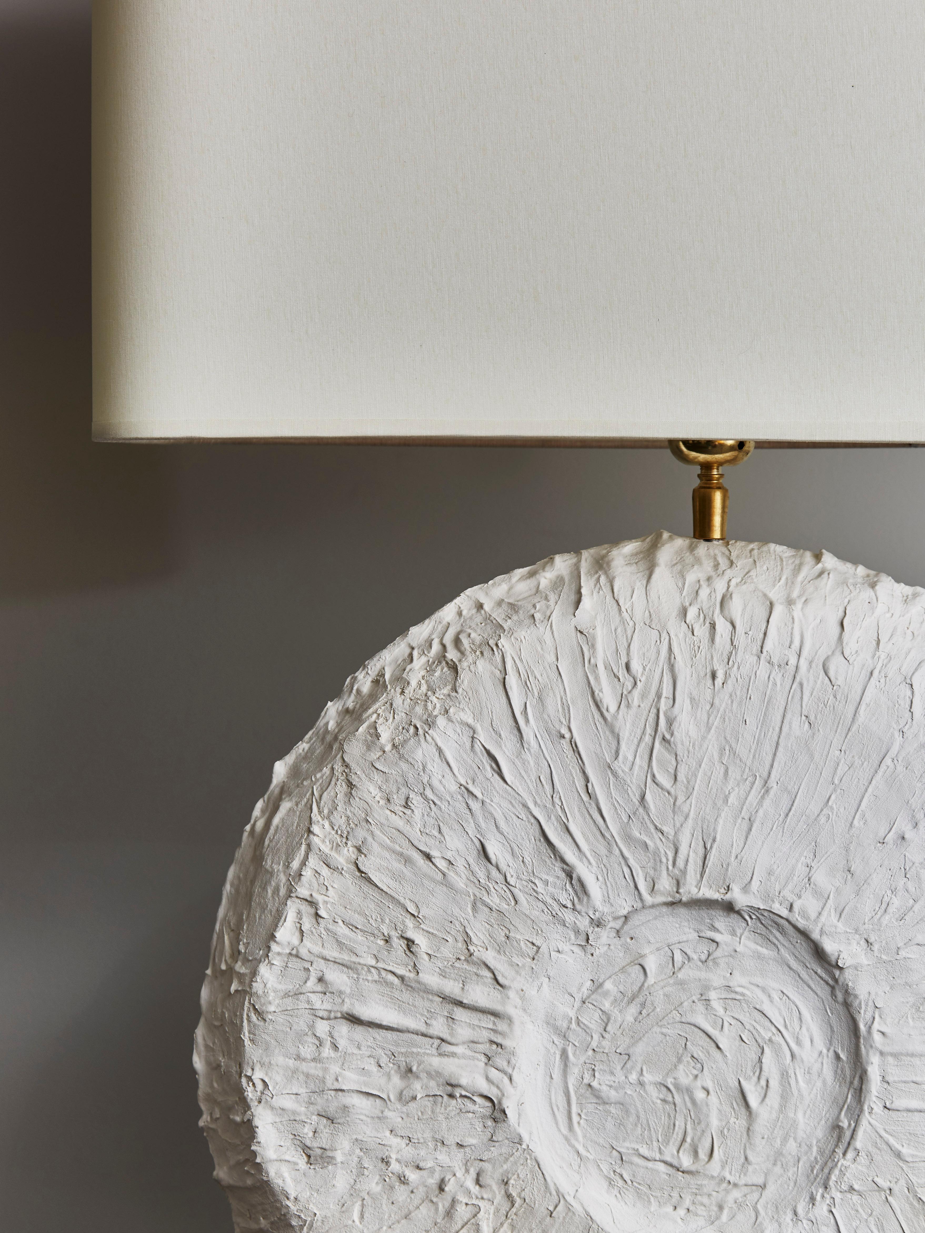 French Pair of Circular Plaster Table Lamps