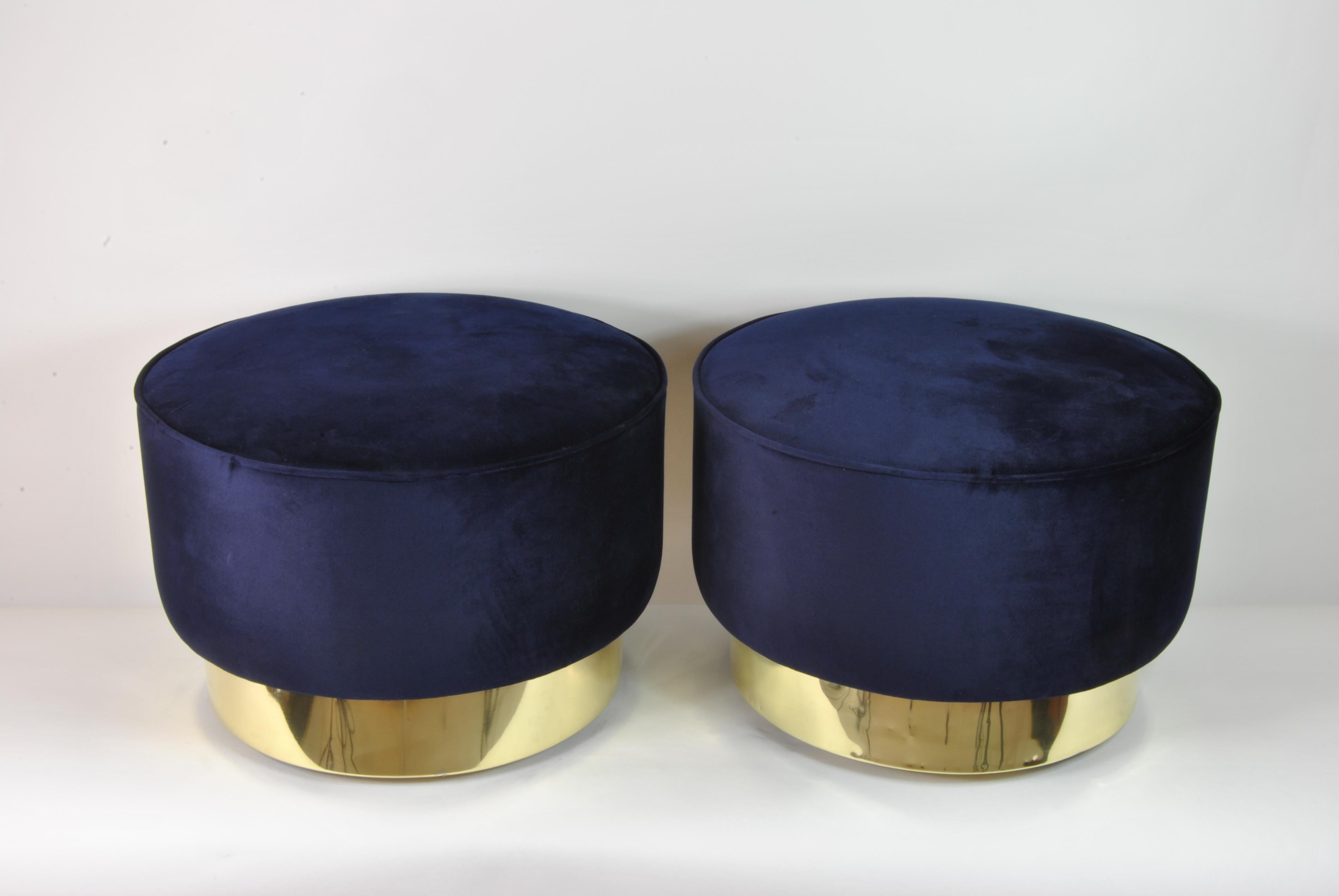 Mid-Century Modern Pair of Circular Poufs, Italy, 1970 For Sale