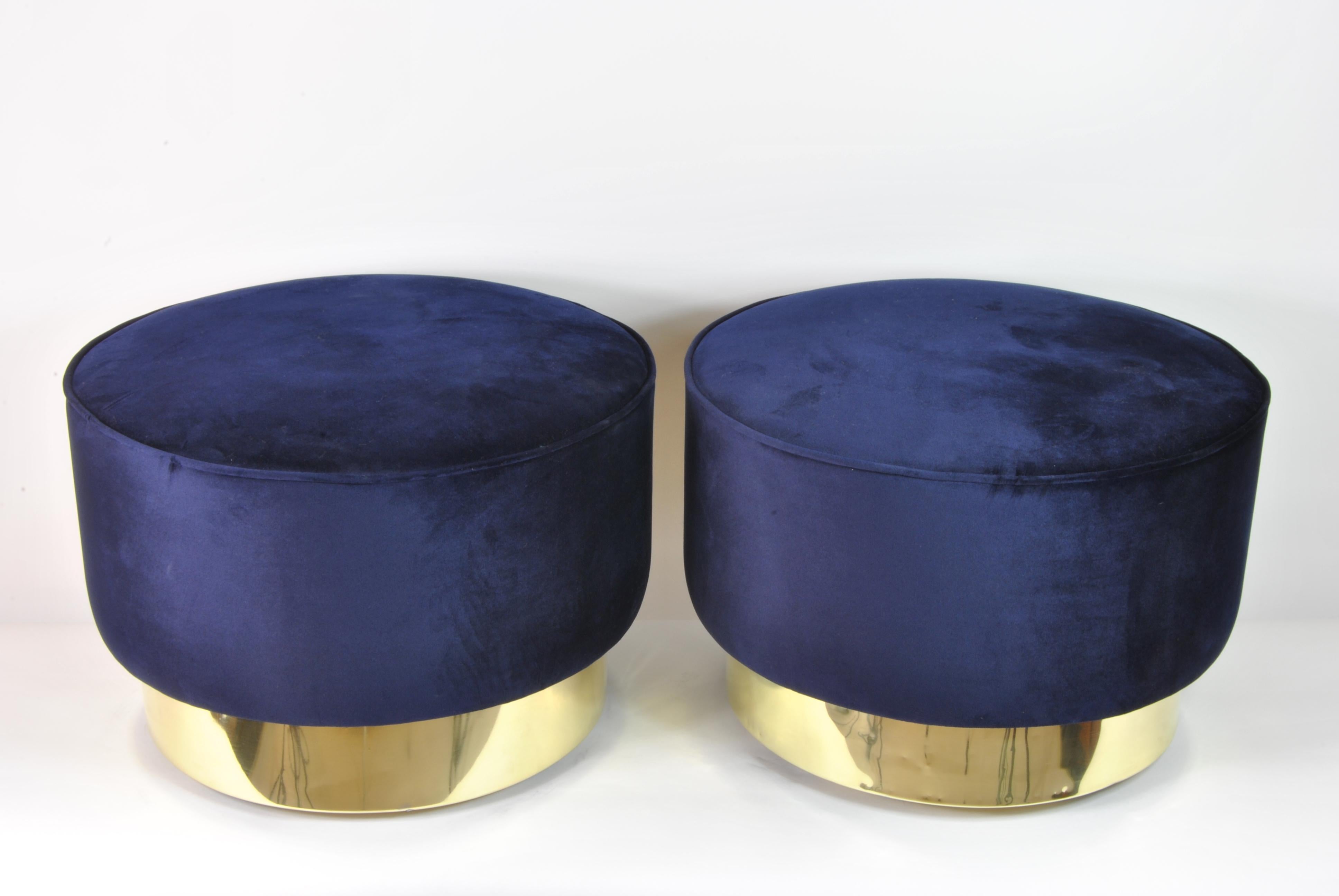 Italian Pair of Circular Poufs, Italy, 1970 For Sale