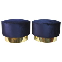 Used Pair of Circular Poufs, Italy, 1970